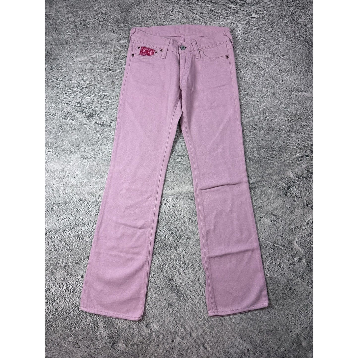 Evisu Donna Pink jeans bootcut flared seagull embroidery