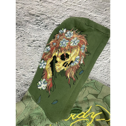 Ed Hardy zip hoodie green vintage Y2K Christian Audigier