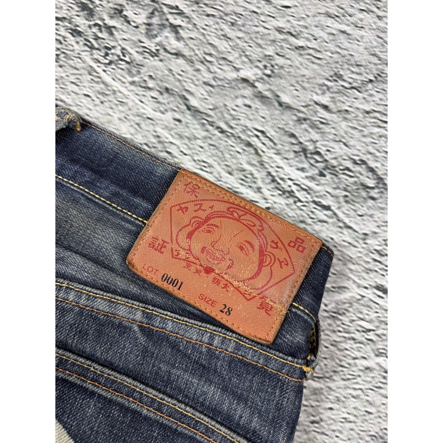Evisu jeans white daicock big logo blue selvedge denim