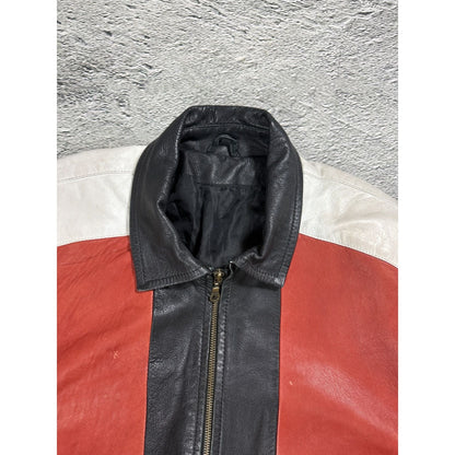 Vintage USA leather jacket flag black red white Max Moser