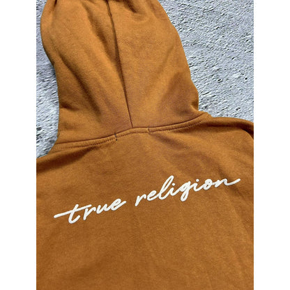 True Religion vintage orange zip hoodie big logo Y2K