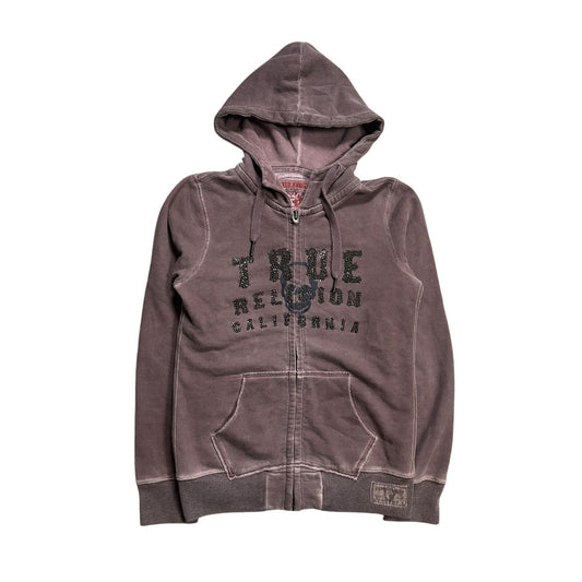 True Religion zip hoodie purple rhinestones skull Y2K