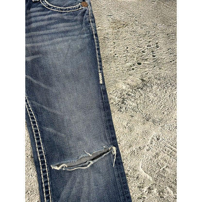 True Religion blue jeans white thick stitching Billy Super T