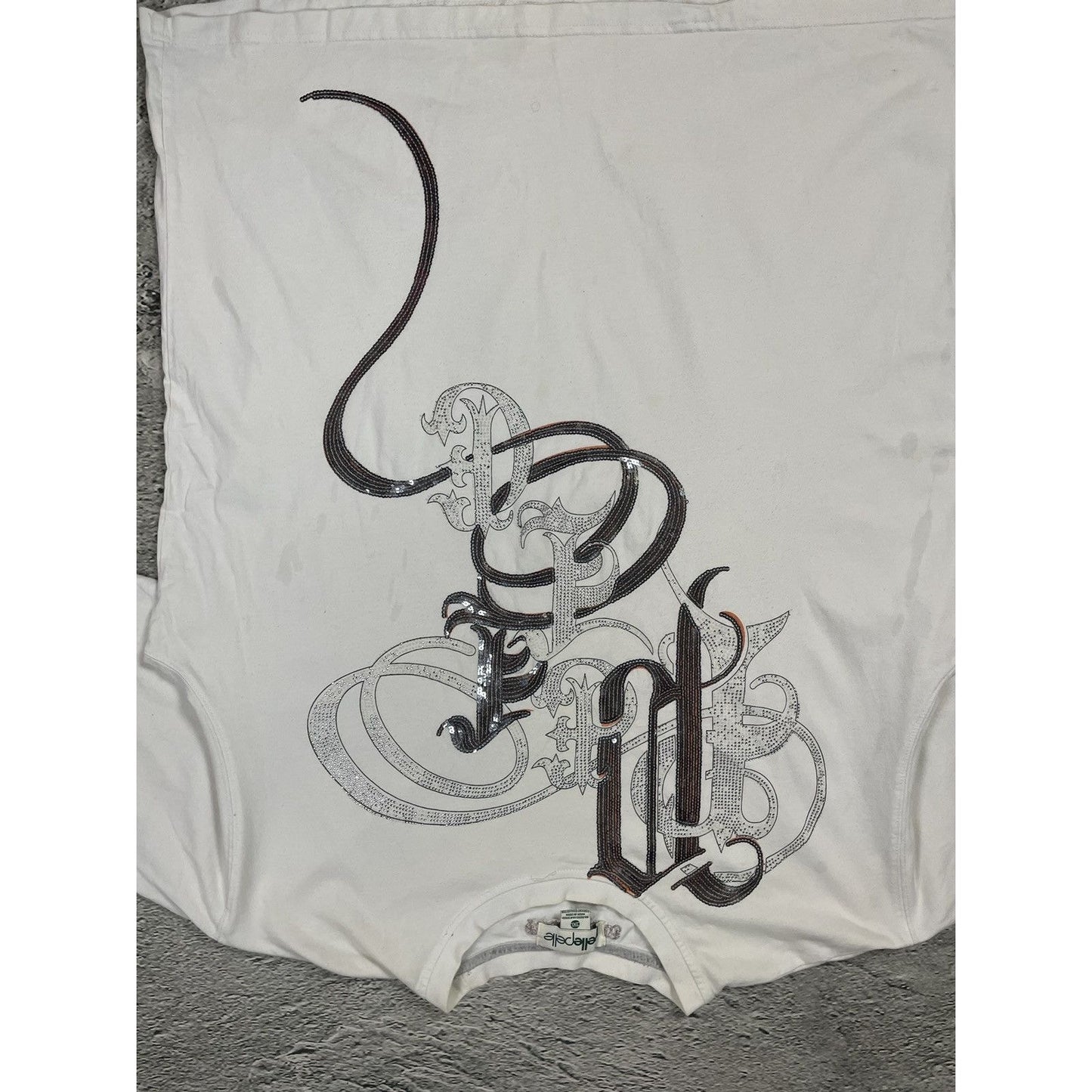 Pelle Pelle vintage Y2K rhinestones big logo white silver