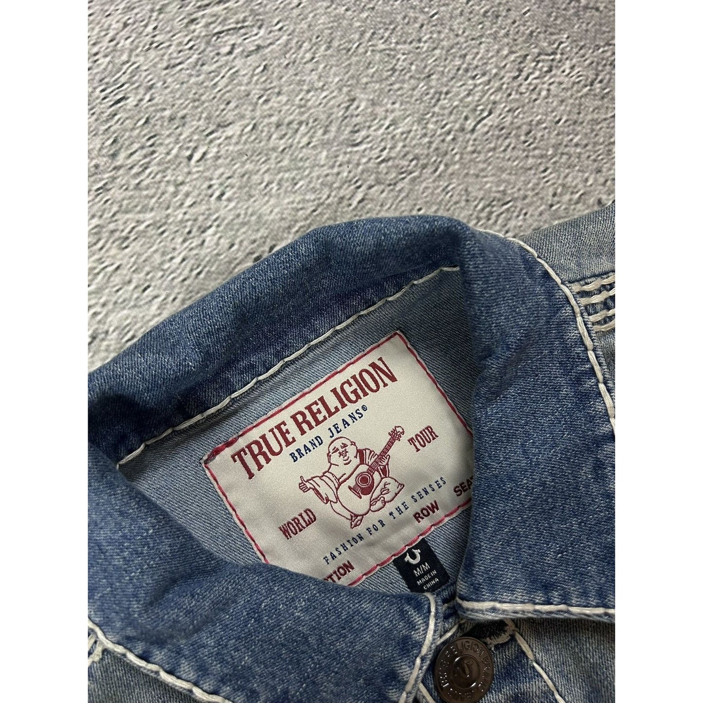 True Religion denim jacket trucker washed White stitching