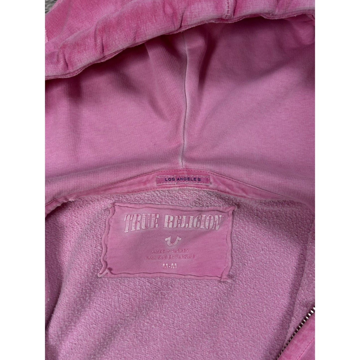 True Religion zip hoodie pink rhinestones Y2K