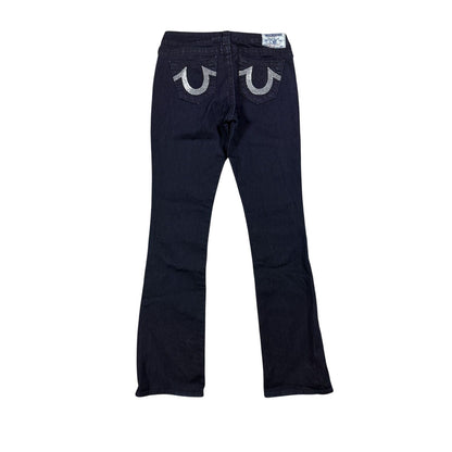 True Religion blue jeans flared bootcut dark glitter shiny