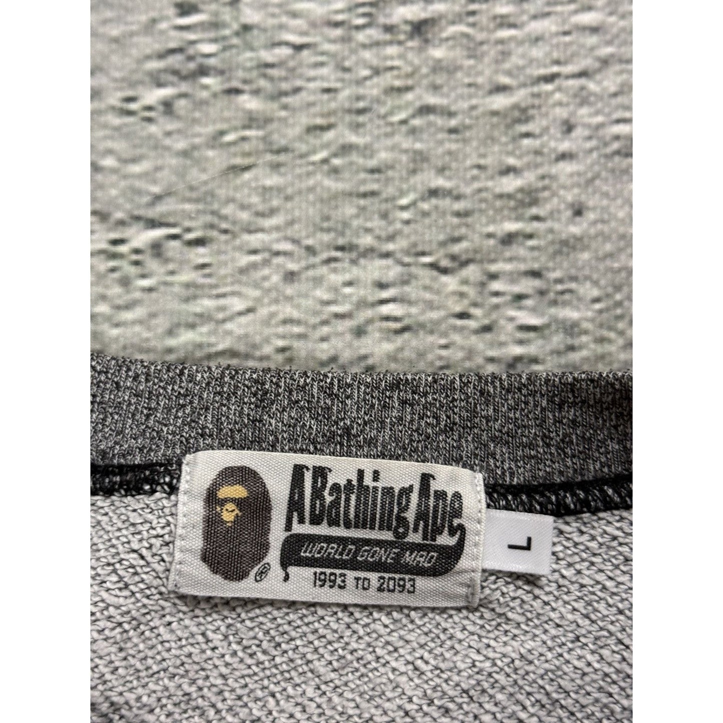 Bape sweatshirt grey big logo spell out black