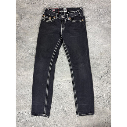 True Religion black jeans white thick stitching Y2K Logan