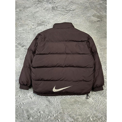 Nike puffer jacket brown big swoosh vintage 90s