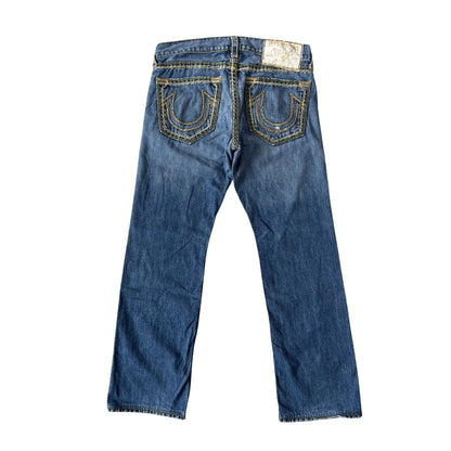 True Religion blue jeans multicolor thick stitching Bobby