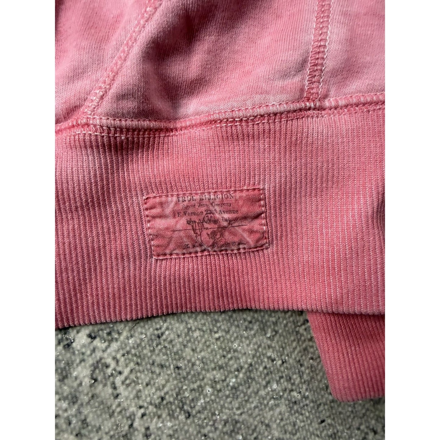 True Religion zip pink hoodie vintage LA rhinestones sherpa
