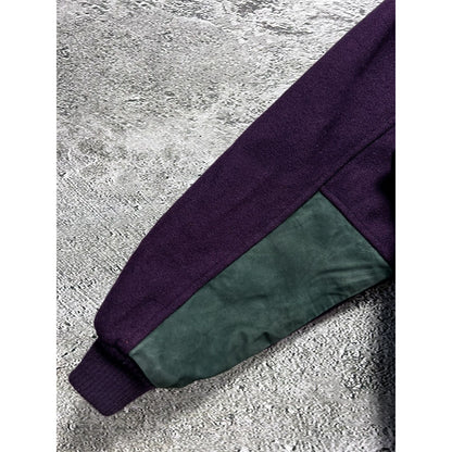 Lacoste wool varsity jacket multicolor leather green purple