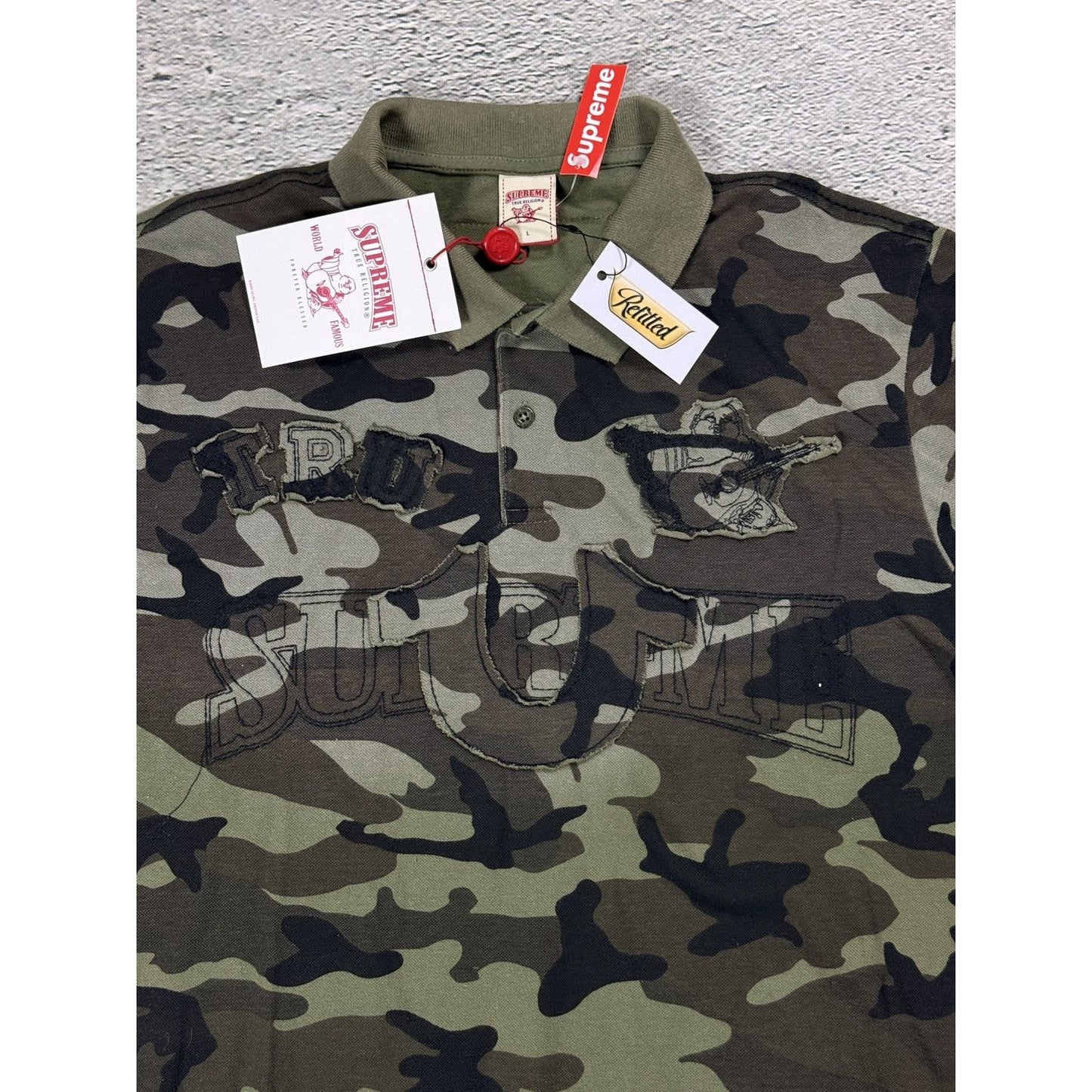 Supreme x True Religion polo shirt camo L