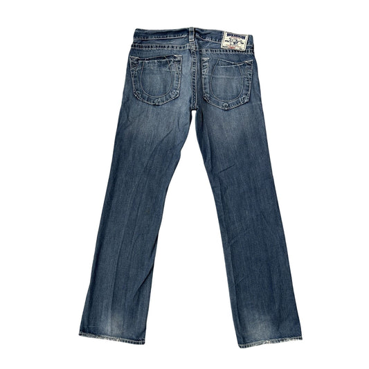 True Religion blue jeans thick stitching straight Y2K
