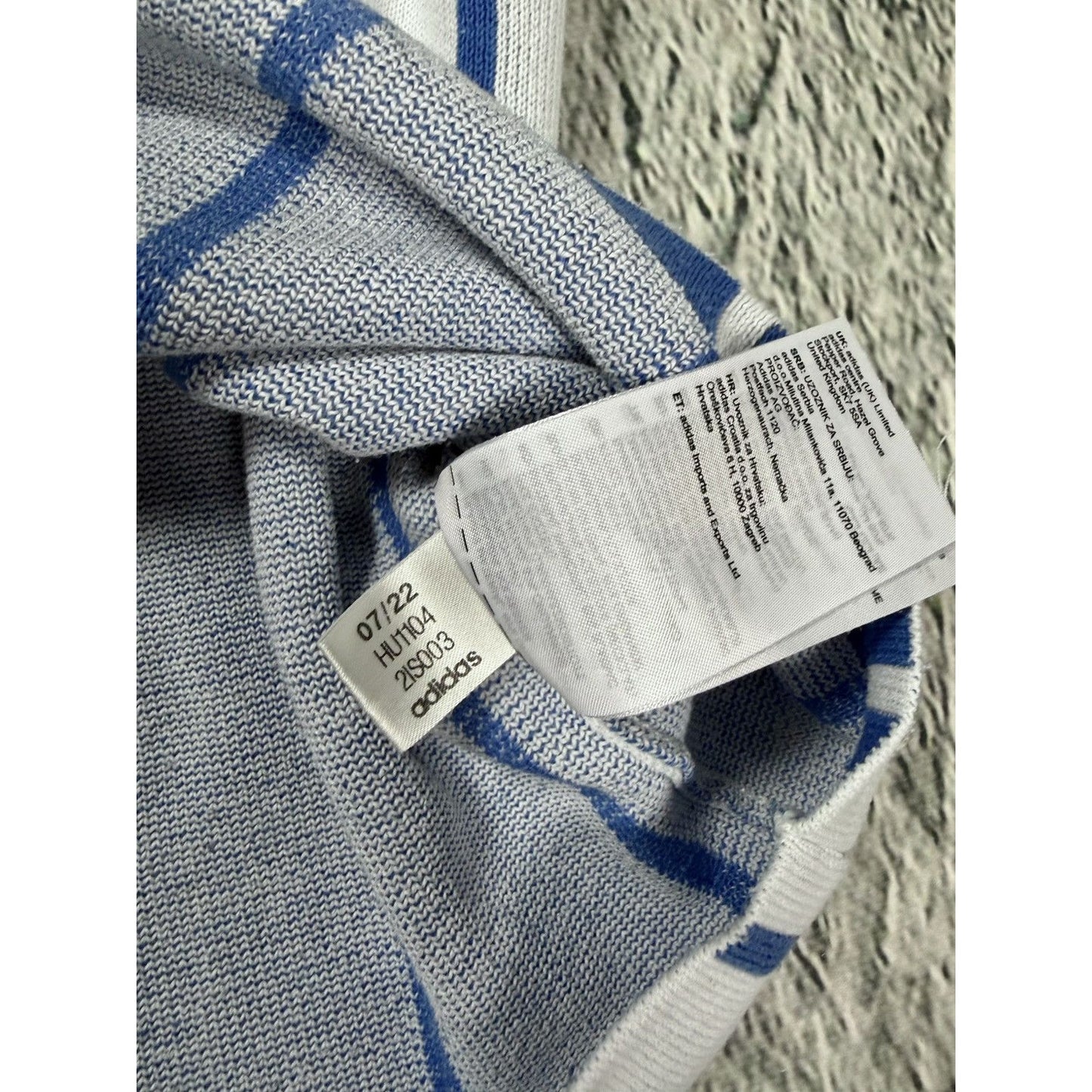Adidas Human Made polo T-shirt blue striped jersey