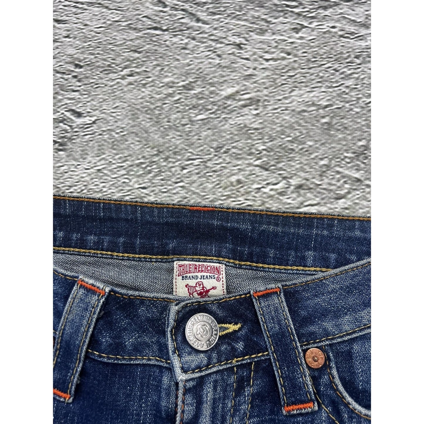 True Religion vintage blue denim shorts jorts