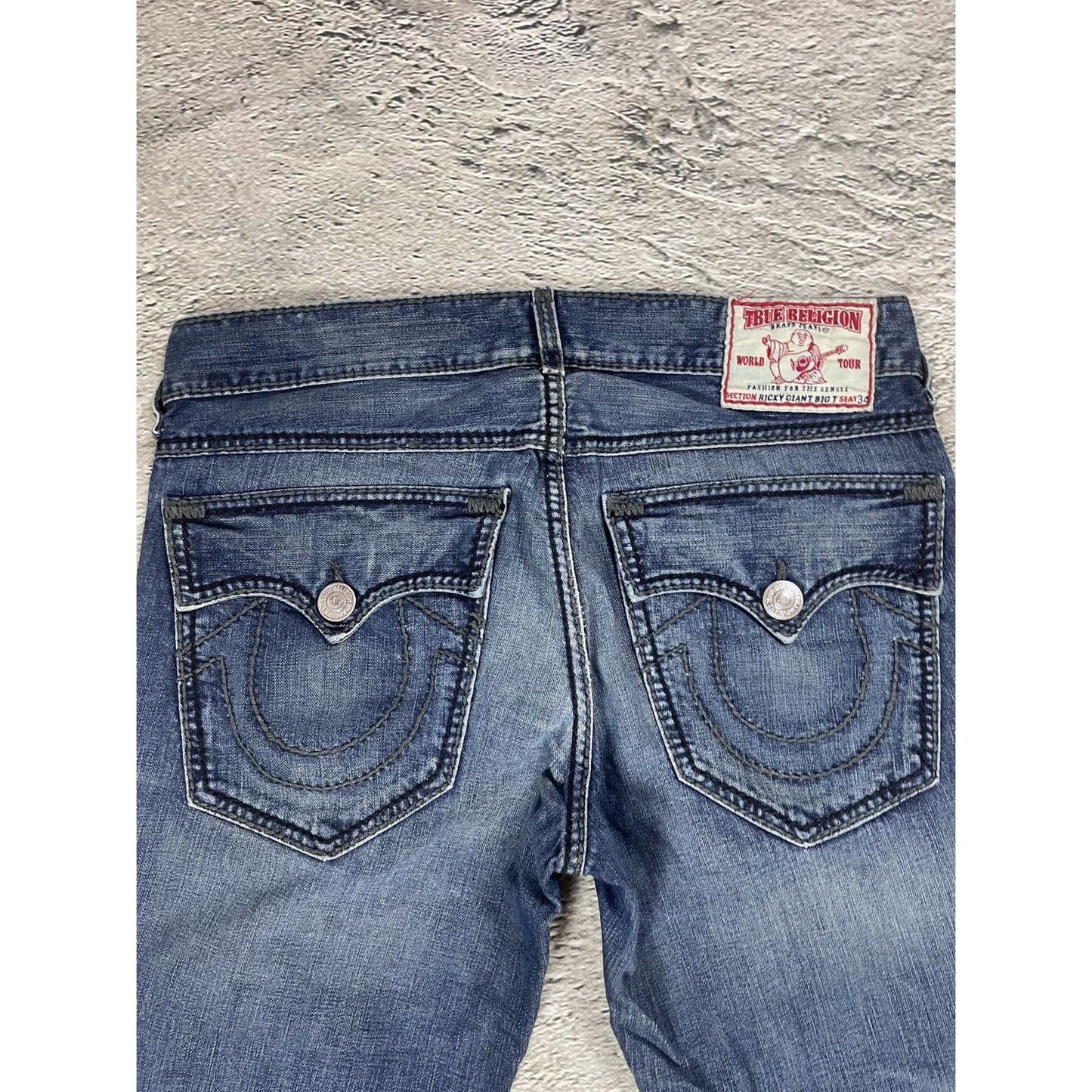 True Religion vintage blue jeans Ricky thick stitching Y2K