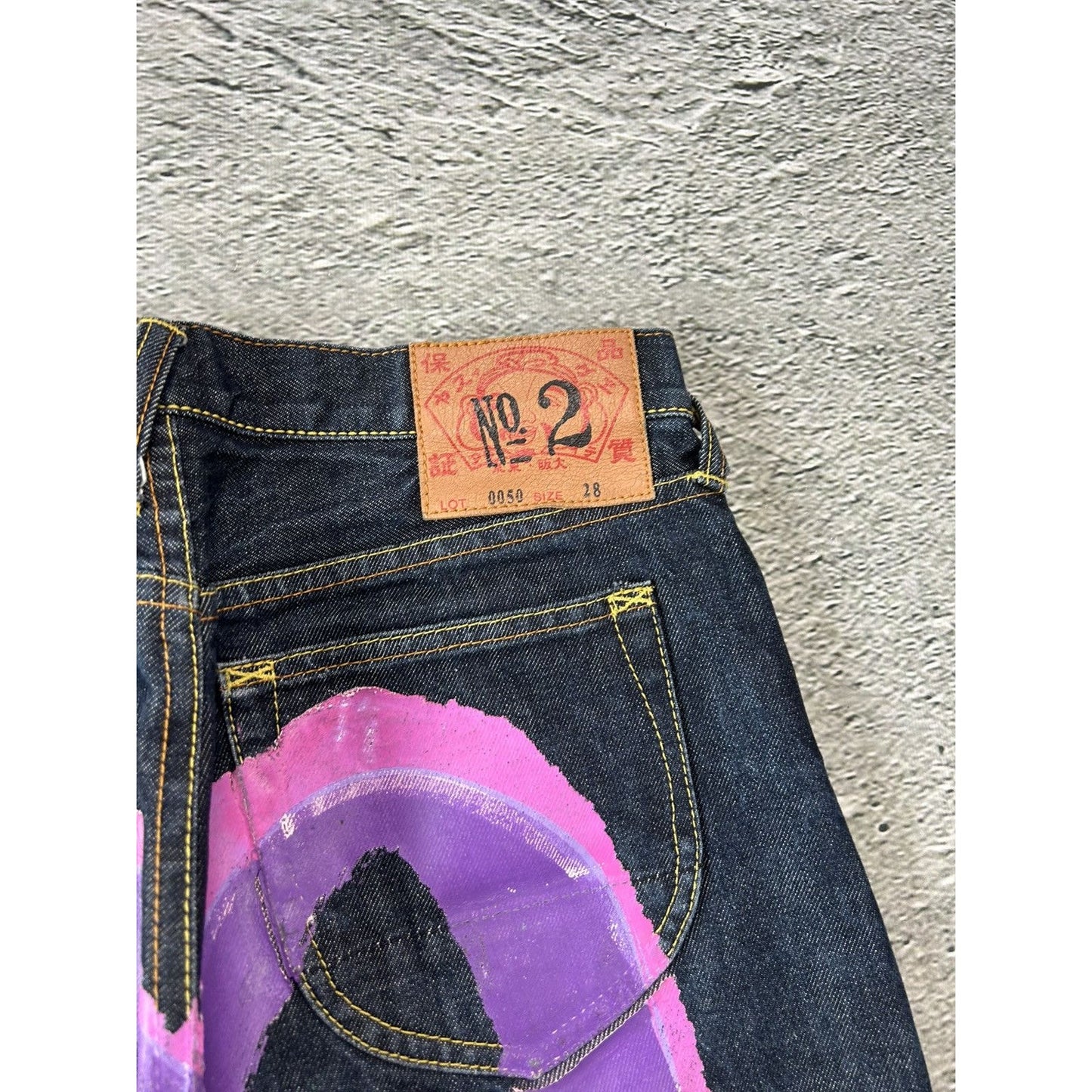 Evisu jeans daicock big logo vintage gradient purple pink