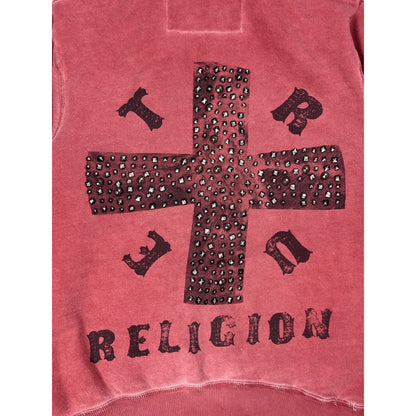 True Religion Red zip hoodie big logo vintage studded Y2K