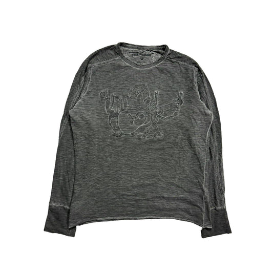 True Religion longsleeve T-shirt big logo buddha grey Y2K