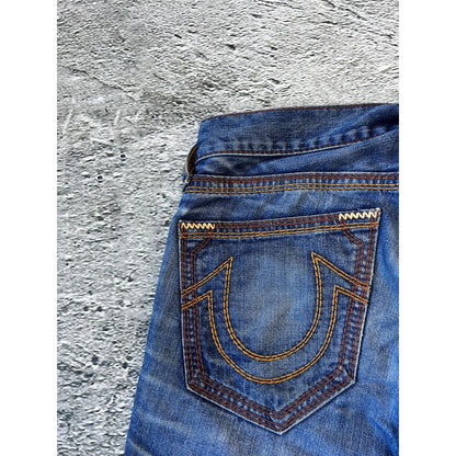 True Religion navy jeans thick stitching Bobby big QT