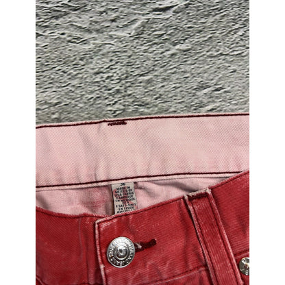 True Religion red jeans contrast stitching straight w flaps