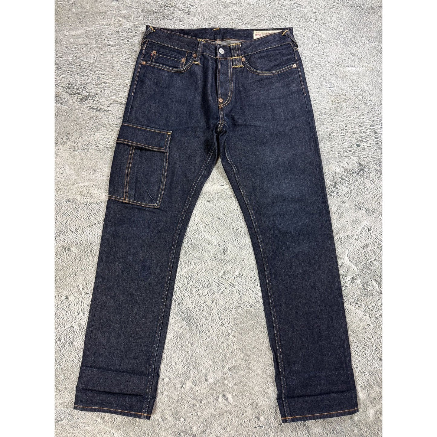 Evisu jeans daicock cargo big logo red selvedge denim