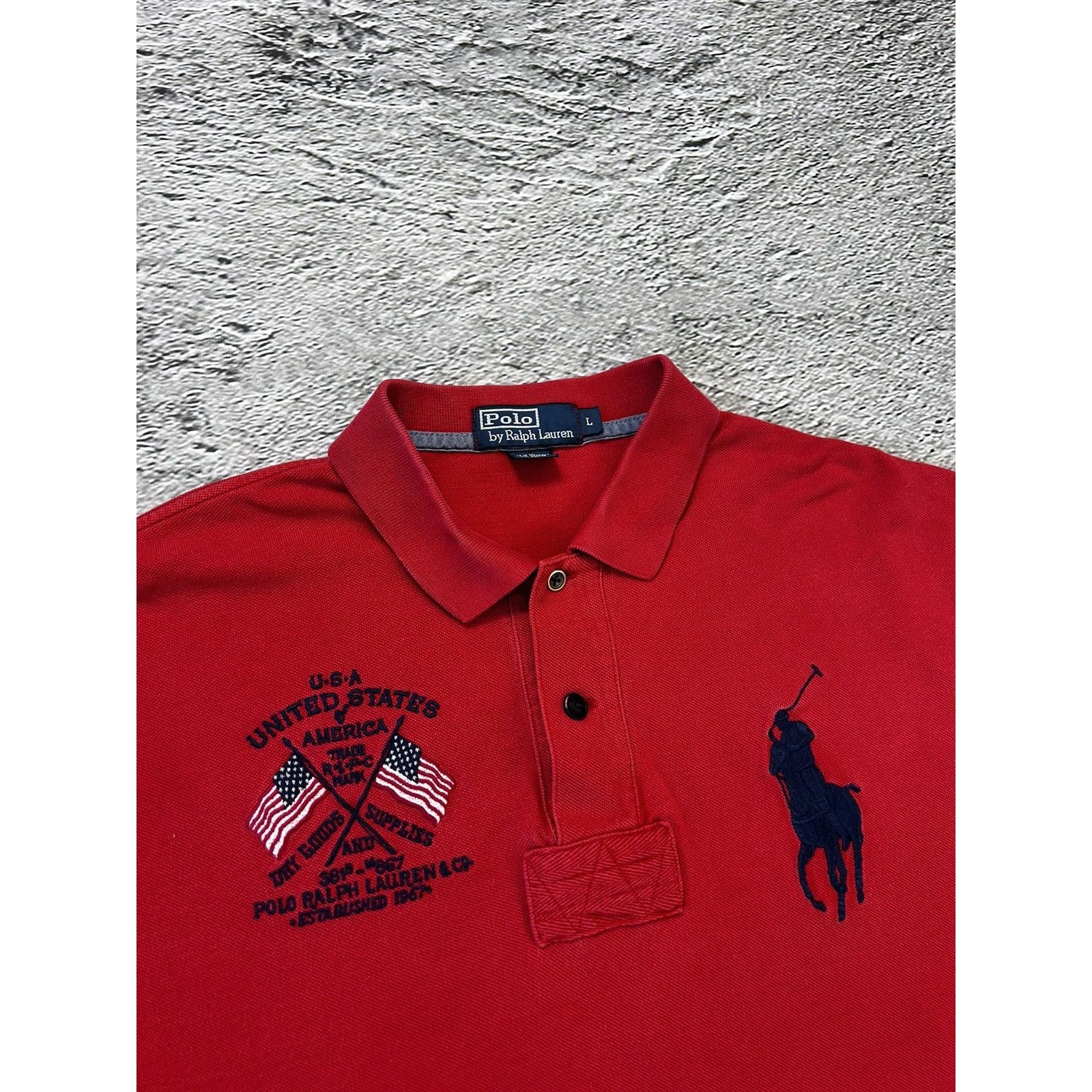 Vintage Polo by Ralph Lauren Big Pony Checkered Men's Red Short Sleeve Size hot XL