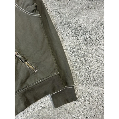 True Religion vintage zip hoodie khaki thick stitching Y2K
