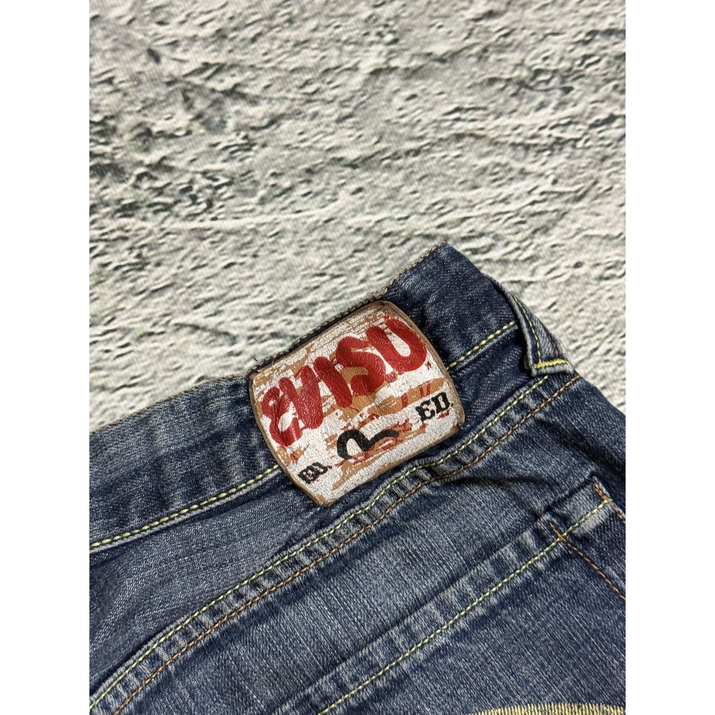 Evisu jeans white daicock big logo blue selvedge denim EU ED