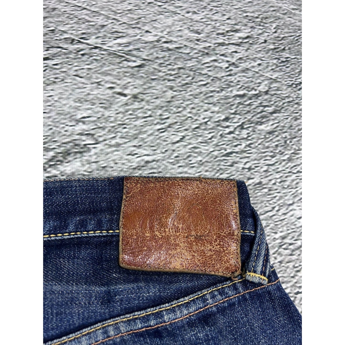 Evisu jeans daicock big logo pink selvedge denim navy blue