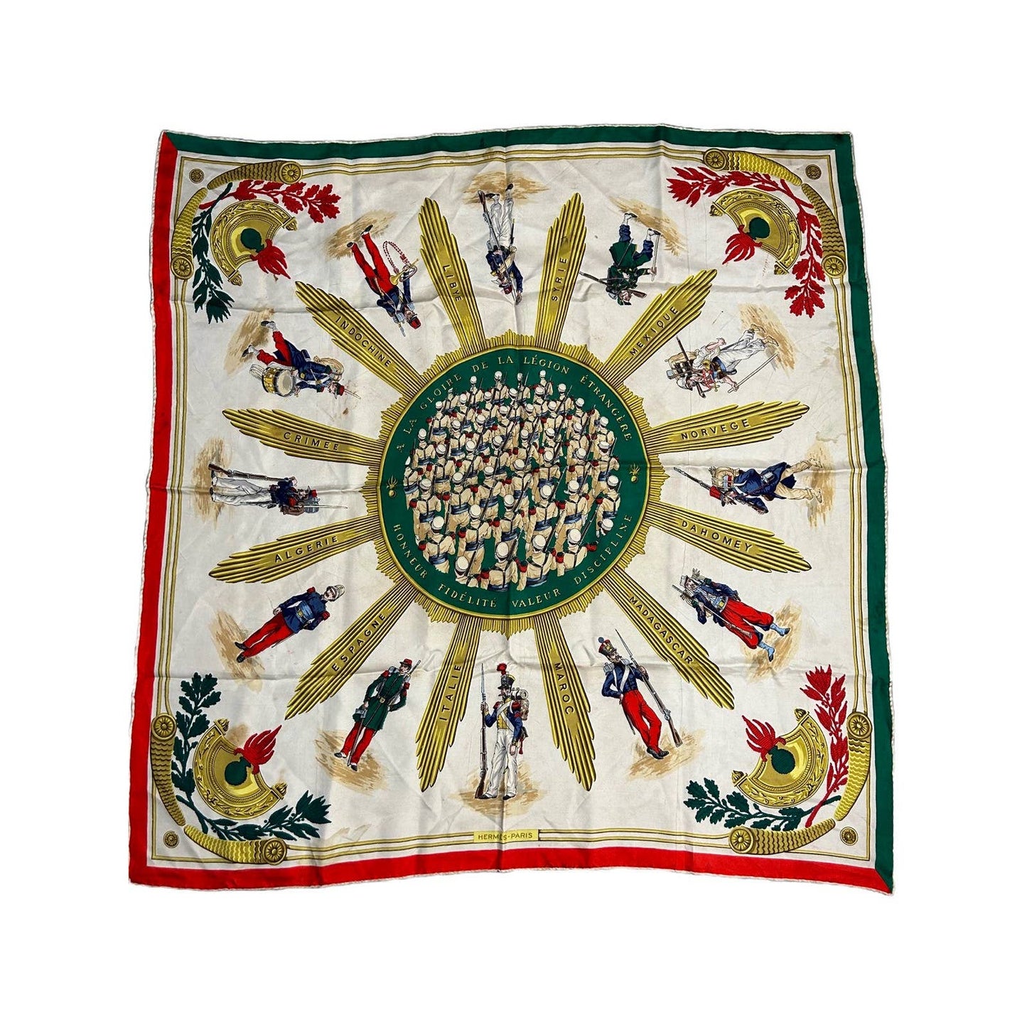 Hermes silk scarf vintage soldiers a la gloire de la legion