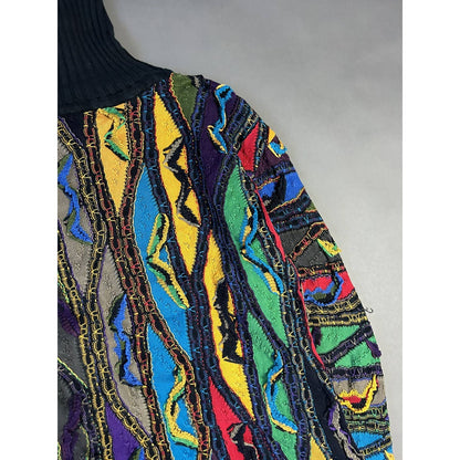 Coogi sweater turtleneck vintage green cable knit multicolor