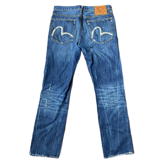 Evisu Japan vintage blue jeans denim pants white seagulls