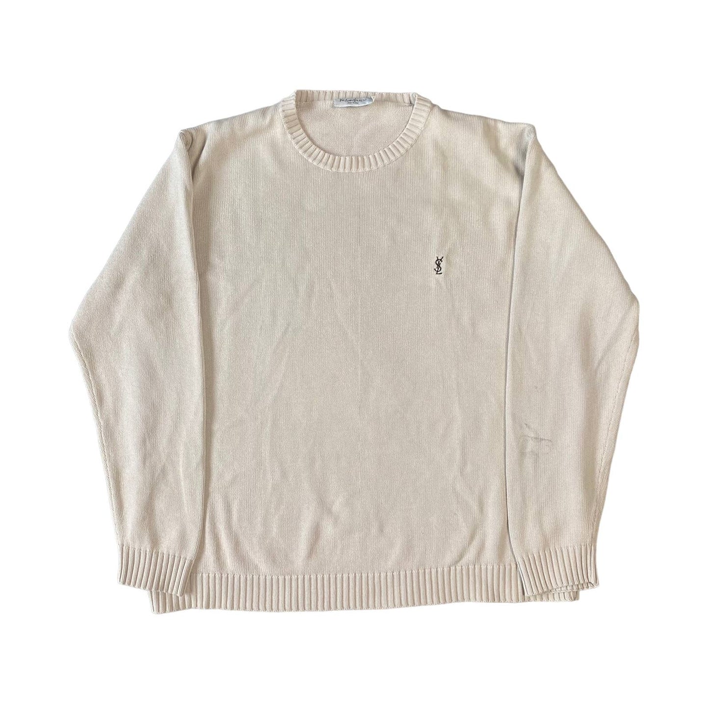 Yves Saint Laurent sweater beige vintage small logo YSL 90s