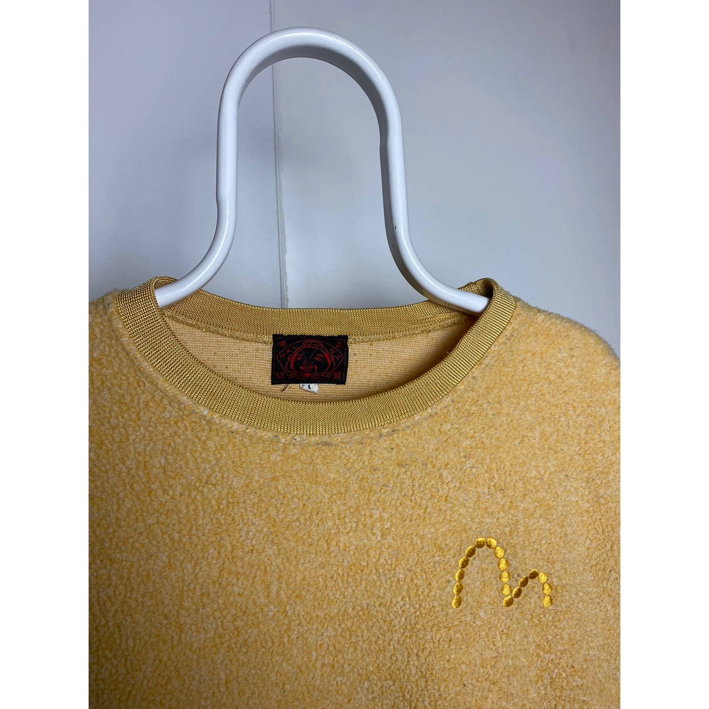 Evisu fleece sweatshirt yellow small logo vintage