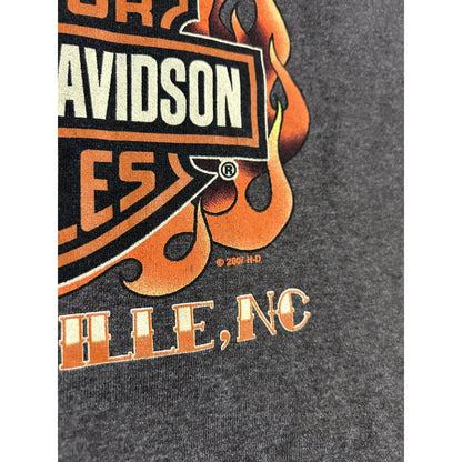 Harley Davidson vintage t-shirt big logo cards flames 2007