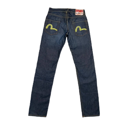 Evisu jeans EU ED vintage navy raw denim yellow seagulls