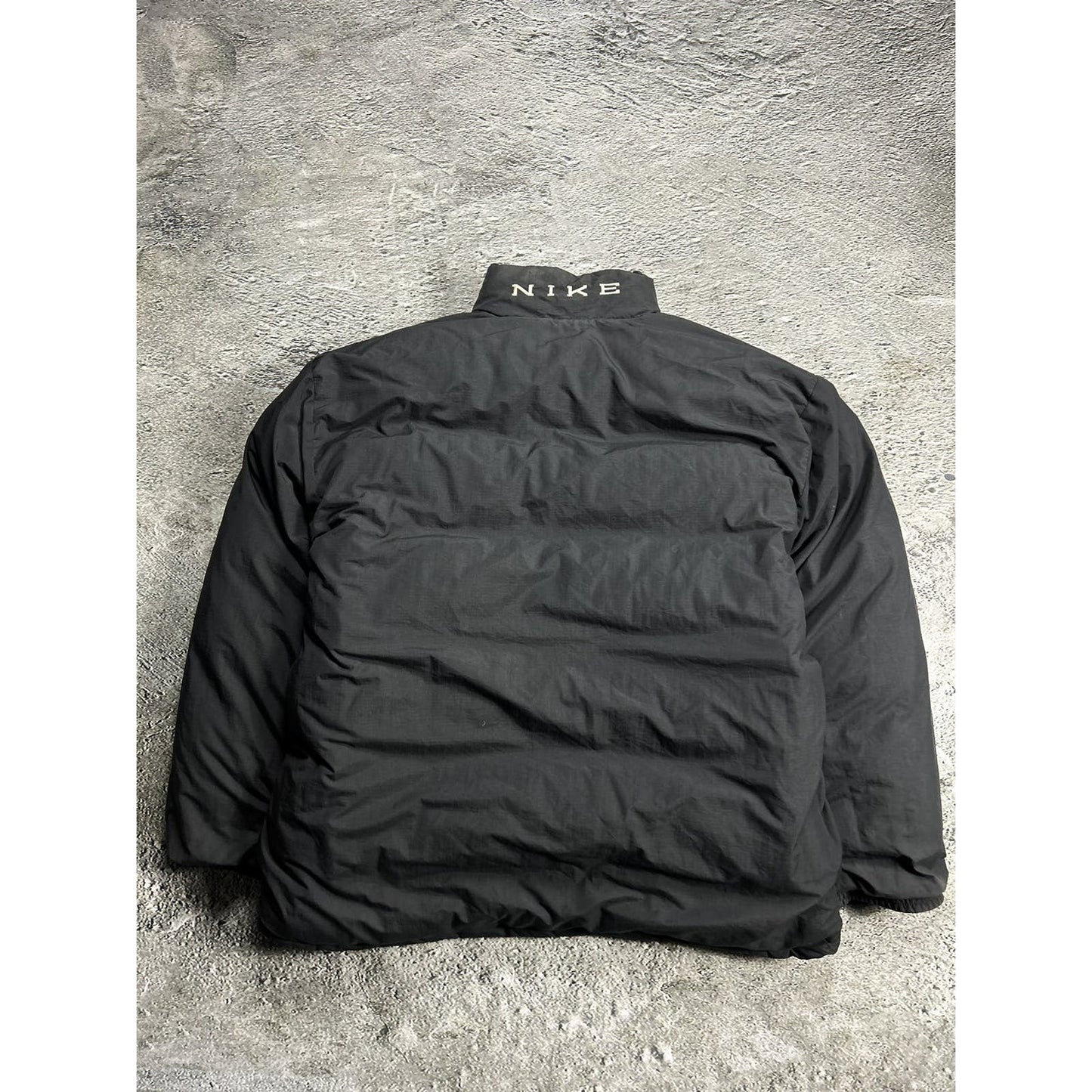 Nike black puffer jacket big logo reversible vintage 90s