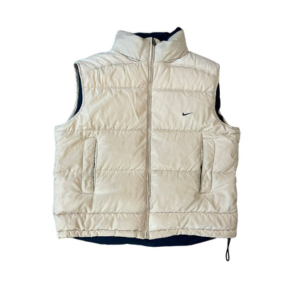 Nike vintage beige puffer vest small swoosh 2000s