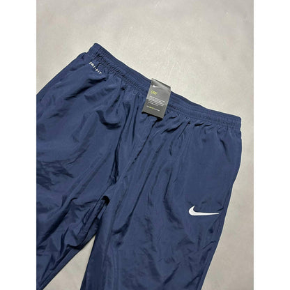 Nike navy nylon track pants small swoosh drill Y2K