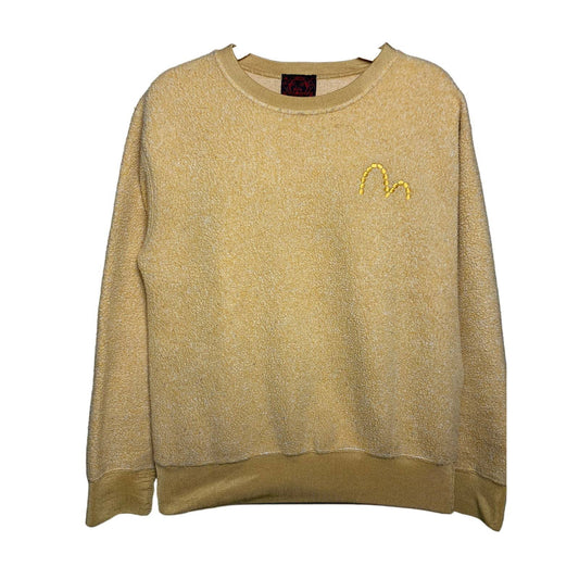 Evisu fleece sweatshirt yellow small logo vintage