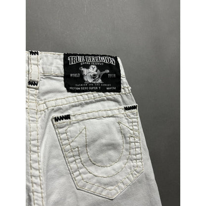 True Religion vintage white jeans denim black stitching