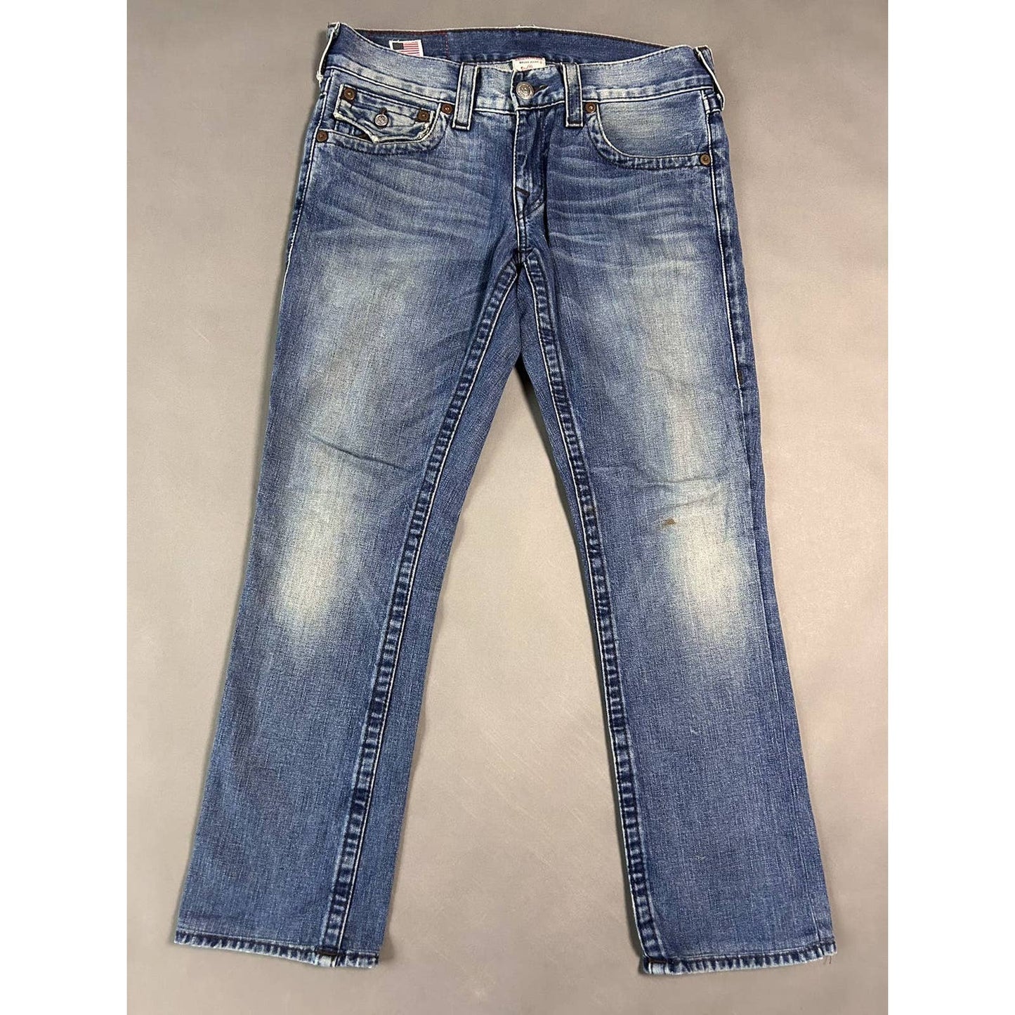 True Religion vintage blue jeans brown thick stitching