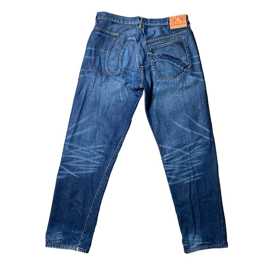 Evisu Japan vintage blue jeans denim pants big seagull logo