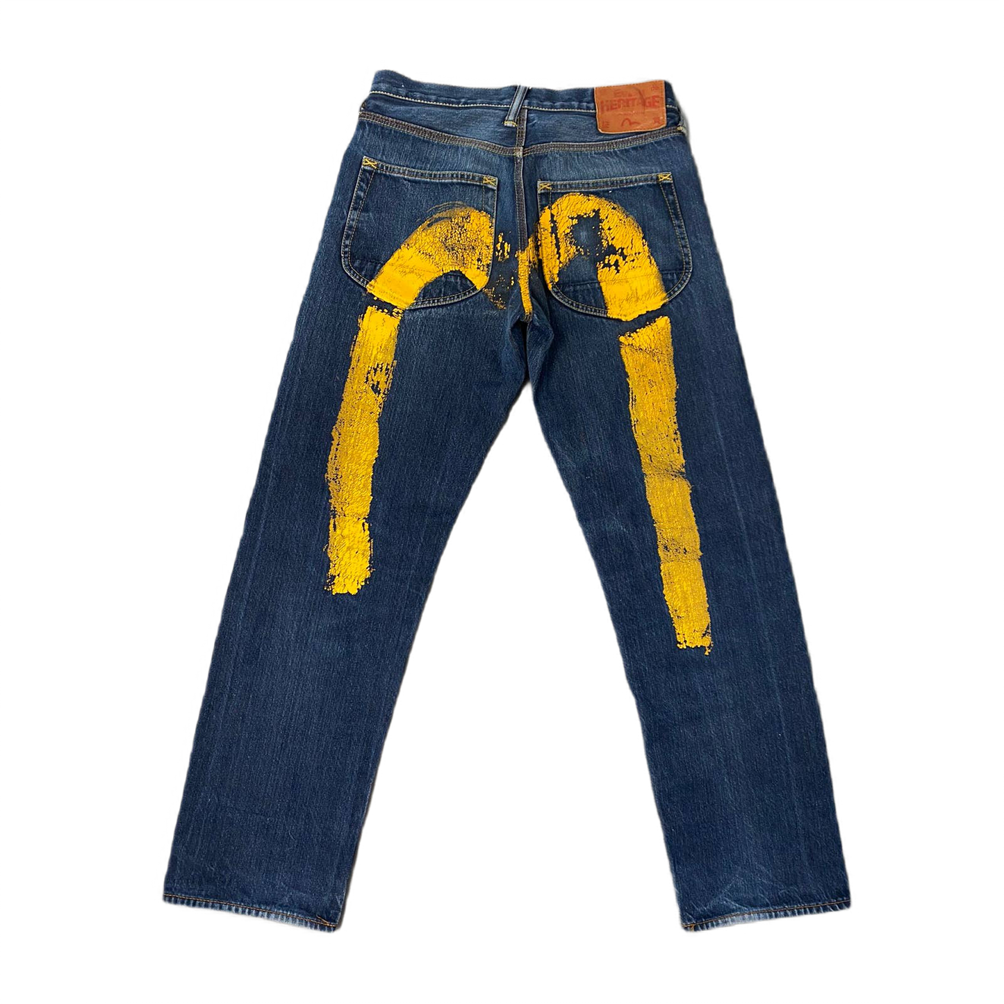 Evisu Japan vintage selvedge blue jeans yellow daicock