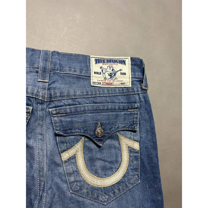 True Religion vintage blue jeans white big logo