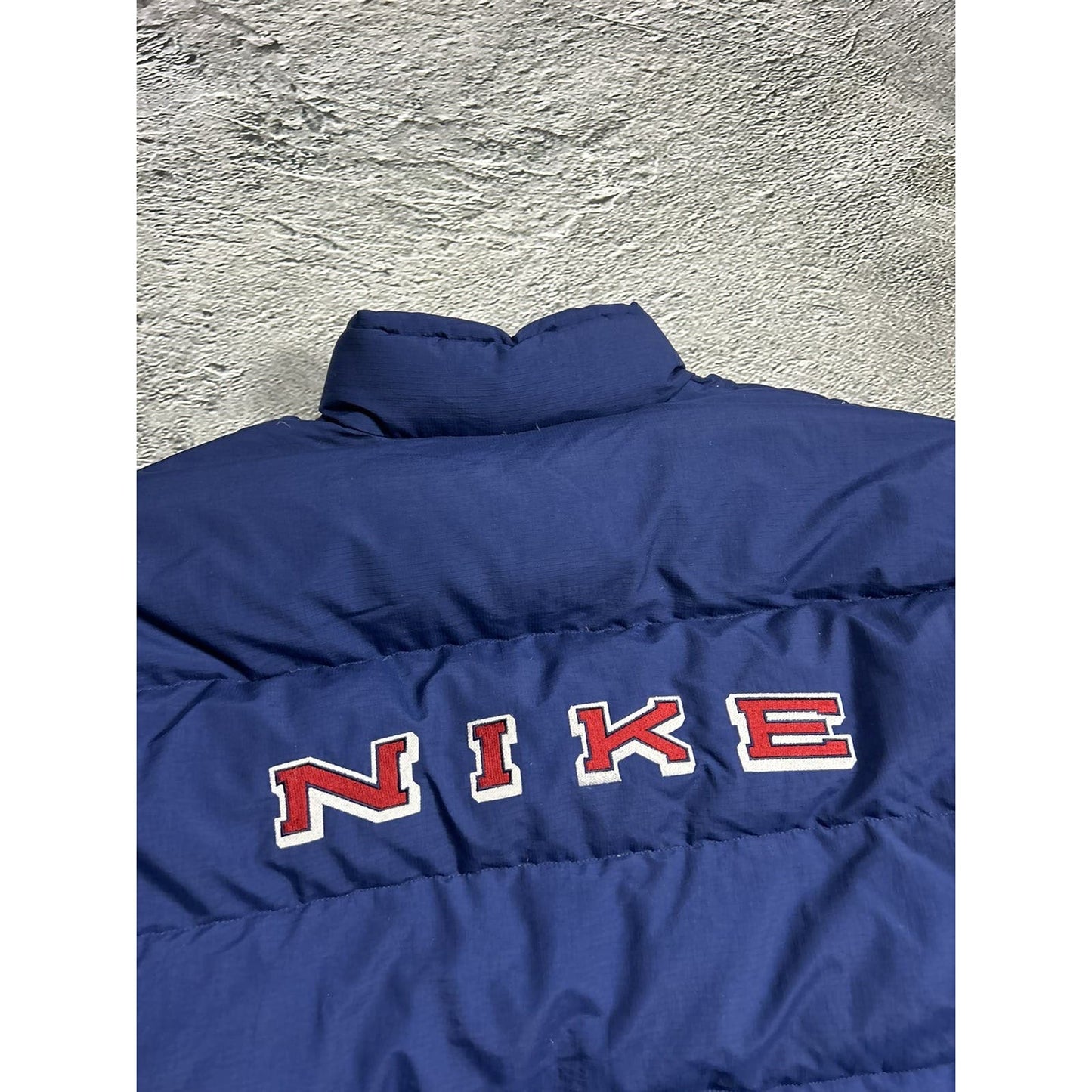 Nike navy puffer jacket big logo reversible vintage 90s red