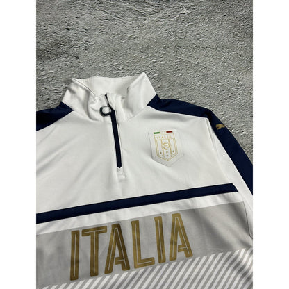 Puma Italy white football sweatshirt quarterzip